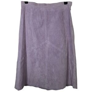 Terry Lewis Purple Suede Leather Midi Skirt Lavender A-Line Size 8 NWT